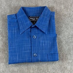 Indygo Smith Men's Short Sleeve Front Pocket Blue Casual Button Down Shirt M NWT